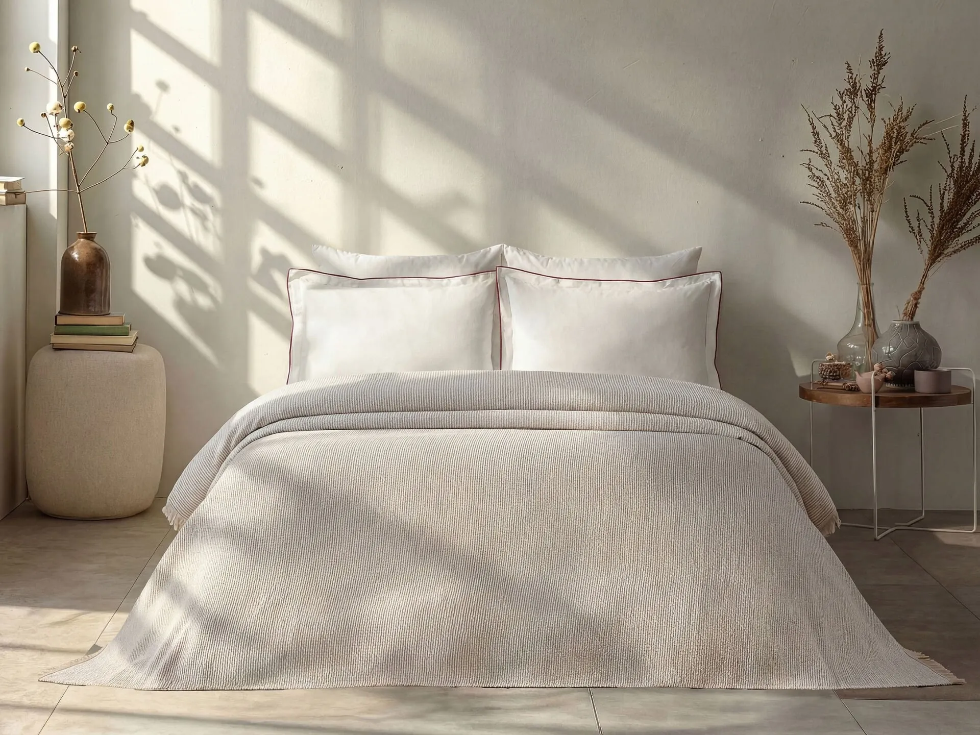 Doqu Home Luxury Mina Pike Çift Kişilik - Bej